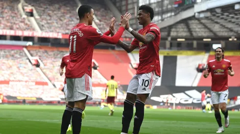 Rashford e Mason Greenwood. Ambos eram considerados promessas no Manchester United. Foto: Gareth Copley