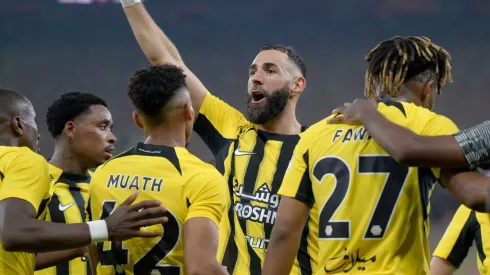 Karin Benzema comemora gol marcado pelo Al-Ittihad. Foto: MB Media Solutions / Alamy Stock Photo