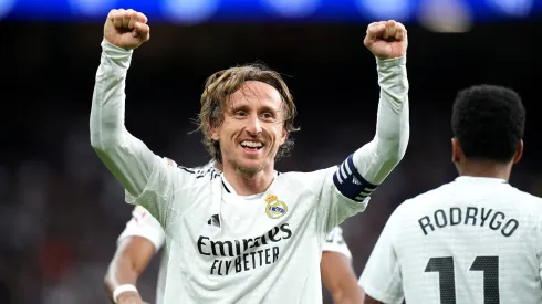 Luca Modric comemora durante partida do Real Madrid
