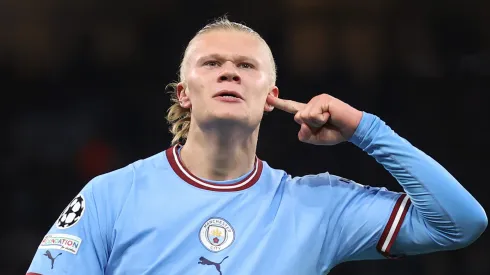 Haaland é ofuscado em detalhe no Manchester City. Foto: Catherine Ivill/Getty Images