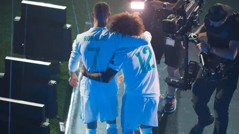 Cristiano Ronaldo e Marcelo começaram com uma rivalidade inesperada, mas transformaram essa tensão inicial em uma parceria histórica no Real Madrid. (Foto de Denis Doyle/Getty Images)