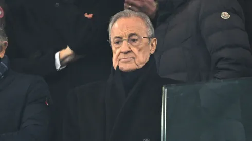 Florentino Pérez durante partida entre Real Madrid e Manchester City