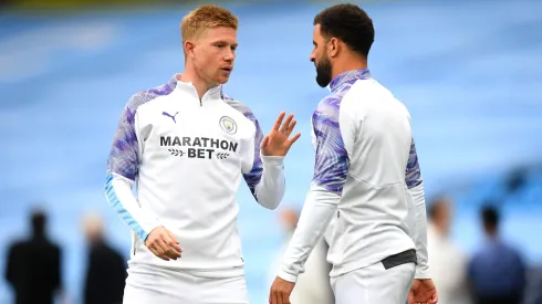 Kevin De Bruyne e Kyle Walker juntos no Manchester City. Foto: Michael Regan