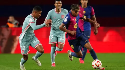 Lamine Yamal na partida de ida contra o Atlético de Madrid