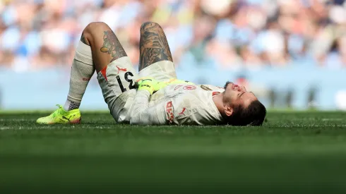 Ederson, goleiro do City em campo (Photo by Matt McNulty/Getty Images)