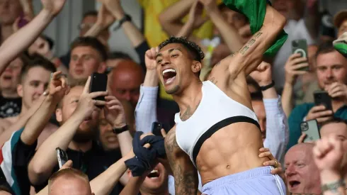 Raphinha quando fez o gol 'salvador' do Leeds. Foto: Alex Davidson/Getty Images