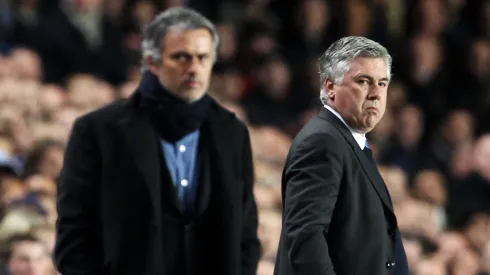 Carlo Ancelotti e José Mourinho durante partida