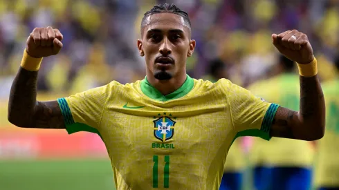 Raphinha, atacante da Seleção Brasileira, durante partida