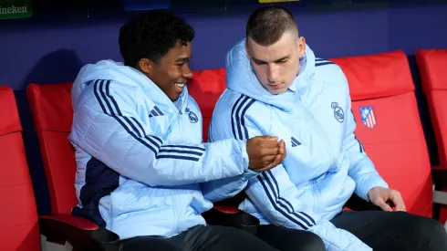 Lunin e Endrick no Real Madrid. Foto: Angel Martinez