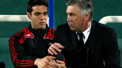 Kaká e Ancelotti quando trabalhavam no Milan