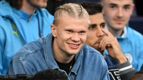 Haaland, centroavante do Manchester City, foi ligado ao Barcelona recentemente (Photo by Michael Regan/Getty Images)