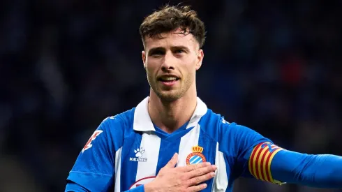 Javi Puado do RCD Espanyol . (Photo by Alex Caparros/Getty Images)