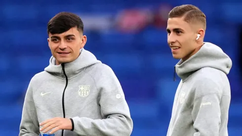 Fermín López e Pedri antes de jogo