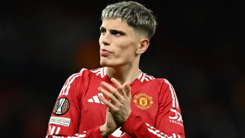 Garnacho, atacante do Manchester United.<br />
(Photo by Gareth Copley/Getty Images)