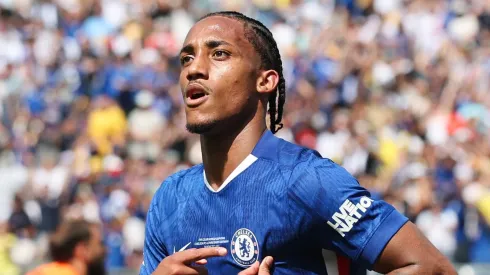 EAST RUTHERFORD, NEW JERSEY – JULY 13: Joao Pedro #20 of Chelsea FC celebrates scoring his team's third goal during the FIFA Club World Cup 2025 Final match between Chelsea FC and Paris Saint-Germain at MetLife Stadium on July 13, 2025 in East Rutherford, New Jersey. (Photo by Alex Grimm/Getty Images)
