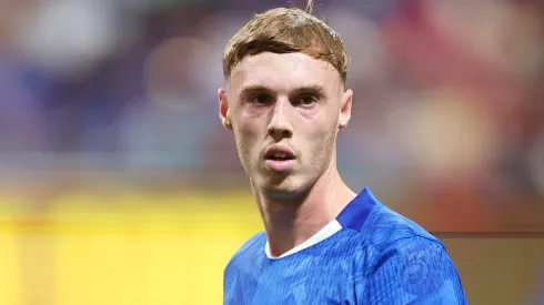 O Chelsea rejeitou uma proposta recorde de £149 milhões feita pelo Manchester City para repatriar Cole Palmer. (Photo by Alex Grimm/Getty Images)