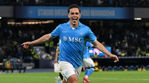 O Atlético de Madrid iniciou conversas com o Napoli para contratar Giacomo Raspadori, atacante italiano de 25 anos. (Foto de Francesco Pecoraro/Getty Images)