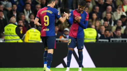 Lewandowski e Yamal juntos pelo Barcelona. (Photo by Angel Martinez/Getty Images)