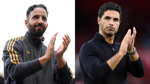 Ruben Amorim assume o United sob pressão; Arteta reformou o Arsenal com calma e sucesso. Foto: Matt McNulty/Getty Images|Justin Setterfield/Getty Images