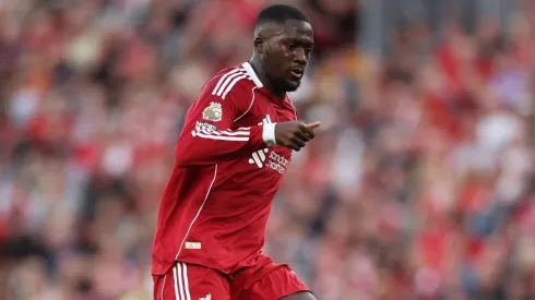 LIVERPOOL, ENGLAND – AUGUST 15: Ibrahima Konate of Liverpool during the Premier League match between Liverpool and Bournemouth at Anfield on August 15, 2025 in Liverpool, England. (Photo by Michael Steele/Getty Images)