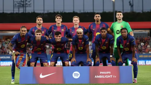 Jogadores do Barcelona antes de duelo da pré-temporada (Foto: Judit Cartiel/Getty Images)