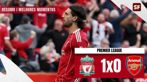 Dominik Szoboszlai marca em Liverpool x Arsenal. (Foto: Carl Recine/Getty Images)