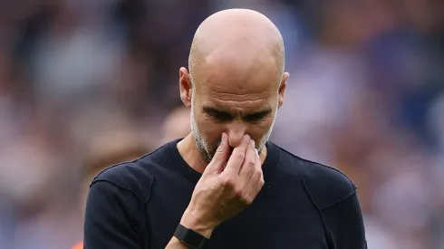 BRIGHTON, ENGLAND – AUGUST 31: Pep Guardiola, Manager of Manchester City, reacts following the team's defeat during the Premier League match between Brighton & Hove Albion and Manchester City at Amex Stadium on August 31, 2025 in Brighton, England. (Photo by Justin Setterfield/Getty Images)