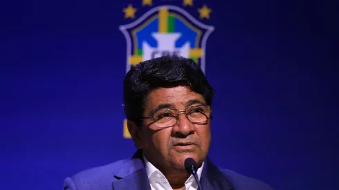 Ednaldo Rodrigues durante entrevista na sede da CBF (Foto: Buda Mendes/Getty Images)