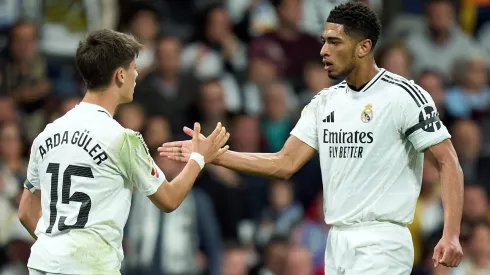 Bellingham e Arda Güler pelo Real Madrid (Foto: Angel Martinez/Getty Images)