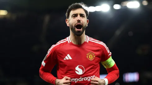 Bruno Fernandes em ação pelo Manchester United. (Photo by Carl Recine/Getty Images)
