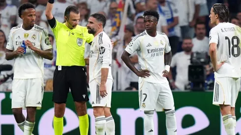 Real Madrid X Olympique de Marseille: Carvajal é expulso na Champions League após dar cabeçada em Rulli. (Photo by Angel Martinez/Getty Images)