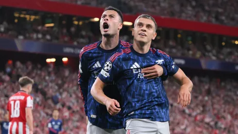 Martinelli e Trossard. celebram segundo gol do Arsenal (Foto: David Ramos/Getty Images)