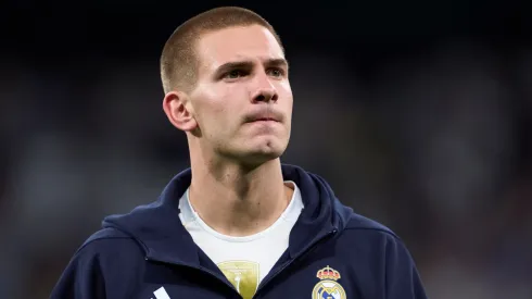 Mastantuono antes do jogo do Real Madrid. Foto: Mateo Villalba Sanchez/Getty Images