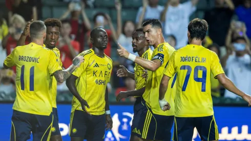 Jogadores do Al-Nassr comemorando gol. Foto: Yu Chun Christopher Wong/Eurasia Sport Images/Getty Images