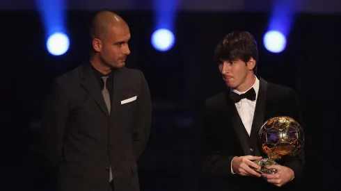 Guardiola e Messi na cerimônia da Bola de Ouro, em 2011. Foto: Michael Steele/Getty Images