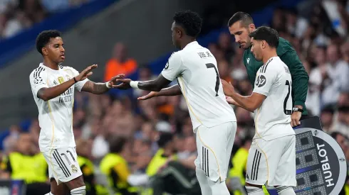 A valorização é resultado da aposta de Xabi Alonso em jovens talentos como Franco Mastantuono, Arda Güler e Álvaro Carreras, ao mesmo tempo em que veteranos como Vinicius Jr. e Rodrygo registraram quedas significativas. (Photo by Mateo Villalba Sanchez/Getty Images)