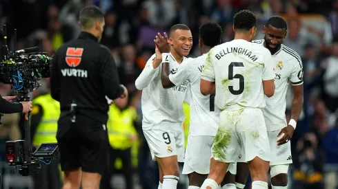 O Real Madrid domina entre os clubes, com Mbappé, Vinícius Júnior e Bellingham entre os nomes de maior faturamento. (Photo by Angel Martinez/Getty Images)