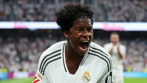 Endrick comemora gol pelo Real Madrid (Photo by Angel Martinez/Getty Images)