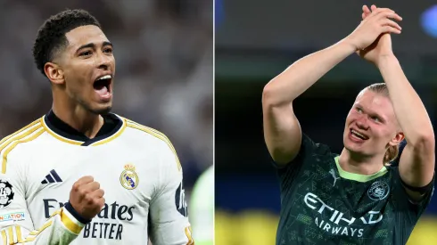 Bellingham, jogador do Real Madrid e Haaland, do City, foram citados pelo treinador Edin Terzic para ganharem a Bola de Ouro no futuro. (Foto:  Clive Brunskill/Getty Images) e (Foto: David Ramos/Getty Images)