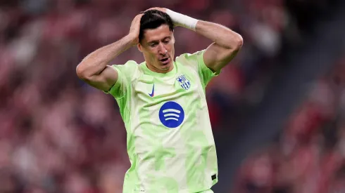 Lewandowski em jogo do Barcelona. Foto: Juan Manuel Serrano Arce