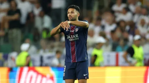 Com gol de Gonçalo Ramos aos 49 minutos do segundo tempo, o Paris Saint-Germain venceu o Nice por 1 a 0 no Parc des Princes e manteve a ponta da Ligue 1 2025/26. (Foto: Claudio Villa/Getty Images)