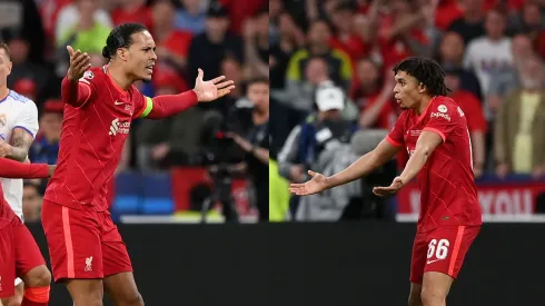 Virgil van Dijk e Alexander-Arnold se reencontram dentro de campo. Foto: Shaun Botterill/Getty Images