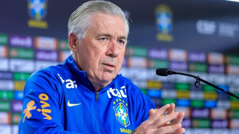 Carlo Ancelotti em entrevista coletiva. Foto: Buda Mendes/Getty Images