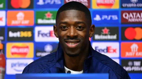 Dembélé em entrevista coletiva no PSG (Photo by Dan Mullan/Getty Images)