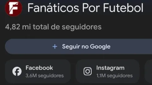 Perfil do Somos Fanáticos no Google Discover