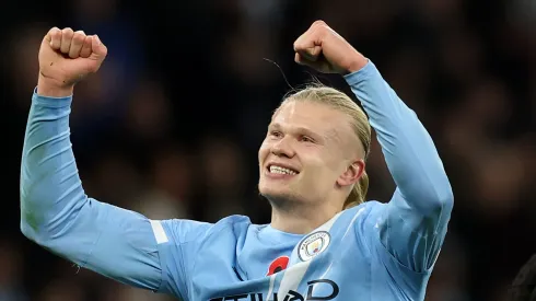 Haaland, centroavante do Manchester City, tem cláusulas em seu contrato que podem permitir uma transferência futura. Ele é alvo do Real Madrid (Foto: Michael Steele/Getty Images)