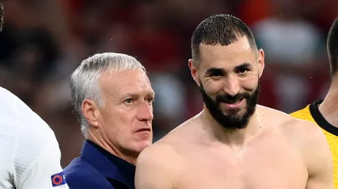 Didier Deschamps e Benzema Hungary. (Foto: Franck Fife – Pool/Getty Images)