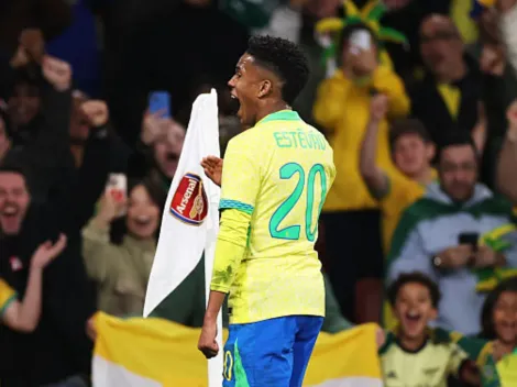 Estêvão comemora golaço pela Seleção Brasileira diante do Senegal