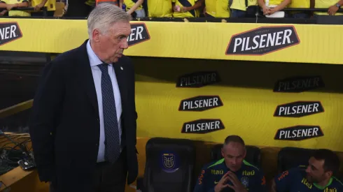 Ancelotti inicia seu ciclo na Seleção com 58 % de aproveitamento, defesa sólida, teste de 53 atletas e jovens como Estêvão ganhando espaço rumo à Copa de 2026. (Foto de Franklin Jacome/Getty Images)