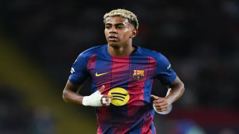 Lamine Yamal, do Barcelona, em partida contra o PSG pela Champions League – David Ramos/Getty Images